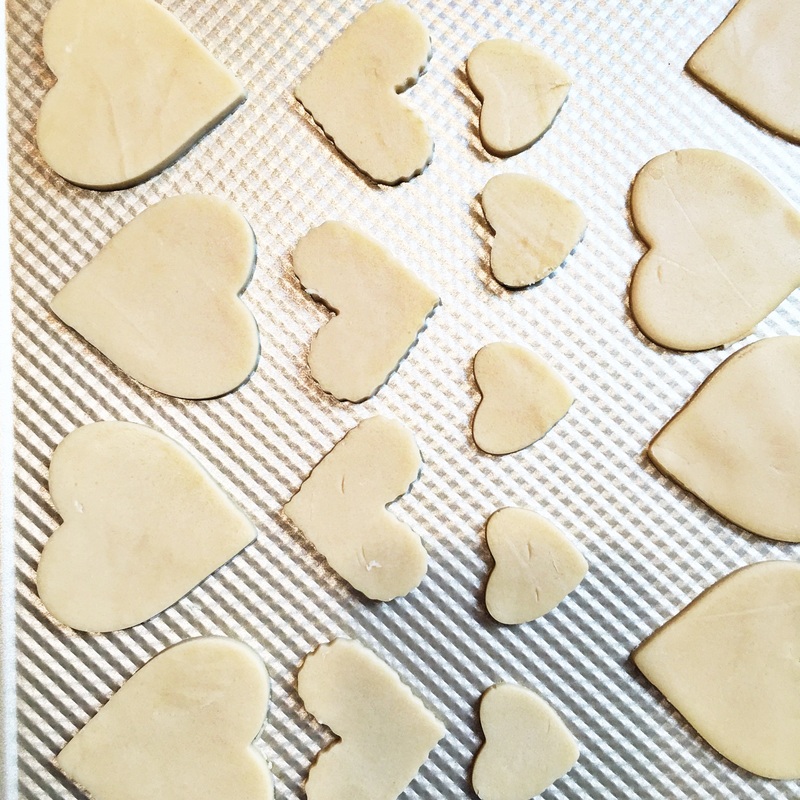 cut your sugar cookie dough into hearts
